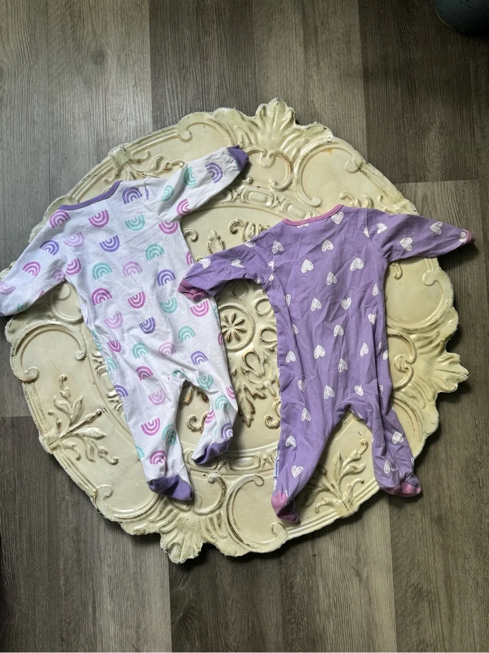 Lot of 4 Onesies Brand Baby Girls' Long Sleeve Sleep 'N Plays - Size 0-3 Months